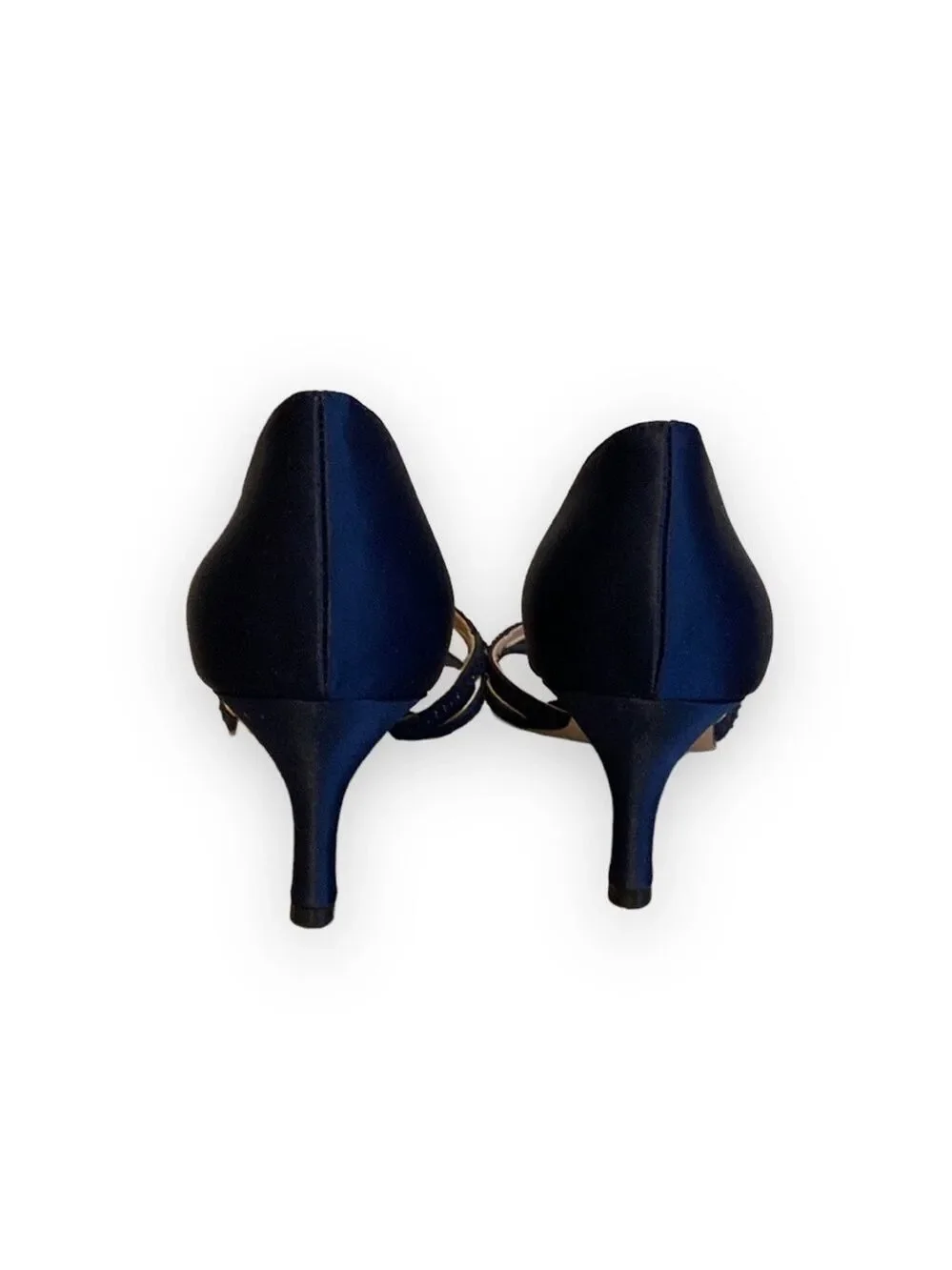 Nina Navy Cissy Crystal Embellished Peep Toe Pump Size 5.5